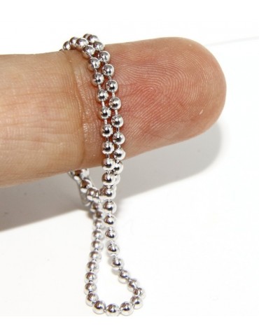 ARGENTO 925 :Bracciale uomo donna con palline da 2 mm galvanica oro bianco rodiato