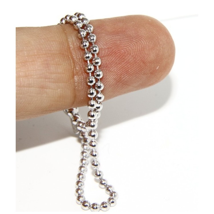 NLB|SILVER 925: Bracelet man woman with balls 2 mm white gold rhodium plating