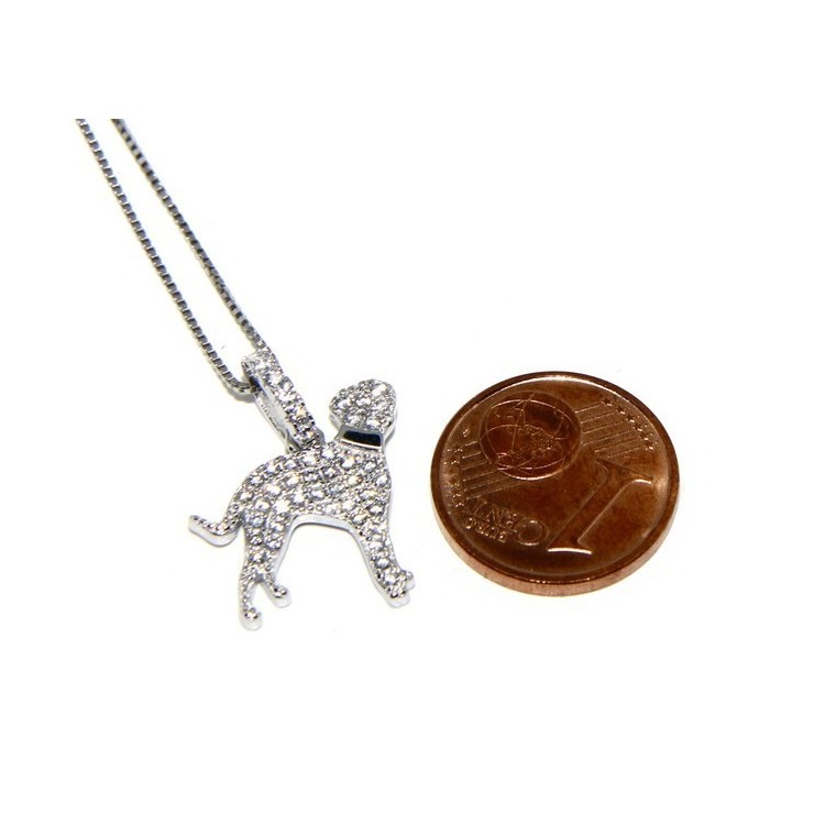 NLB|925: My Dog Venetian woman necklace with pendant dog DALMATA microsetting brilliant cubic zirconia