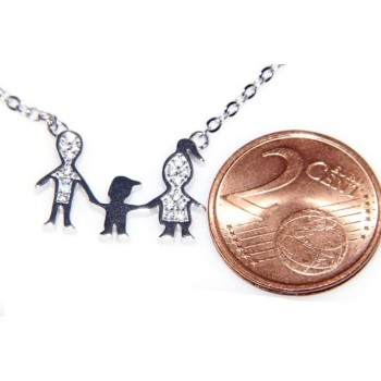 NLB|Argento 925 : Collana Collier donna pendente centrale famiglia con bambino figlio unico