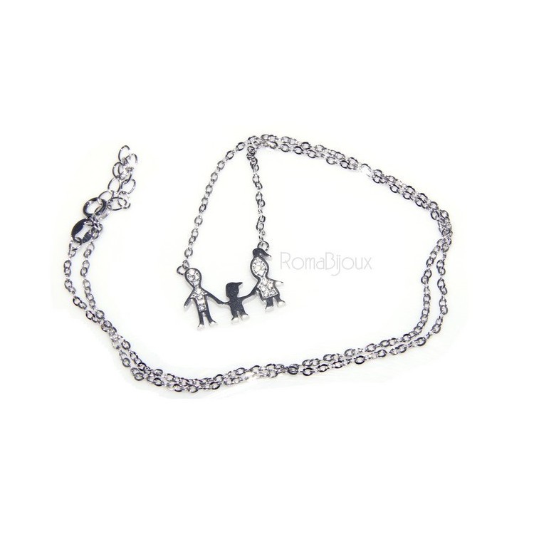 NLB|Argento 925 : Collana Collier donna pendente centrale famiglia con bambino figlio unico