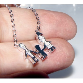 NLB|Argento 925 : Collana Collier donna pendente centrale famiglia con bambino figlio unico