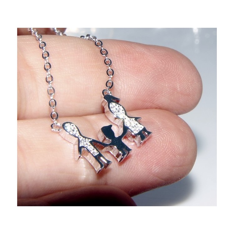 NLB|Argento 925 : Collana Collier donna pendente centrale famiglia con bambino figlio unico
