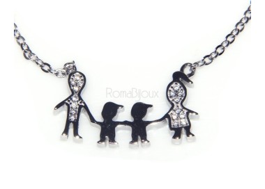 NLB|925: Collier Necklace with central pendant family with two male children