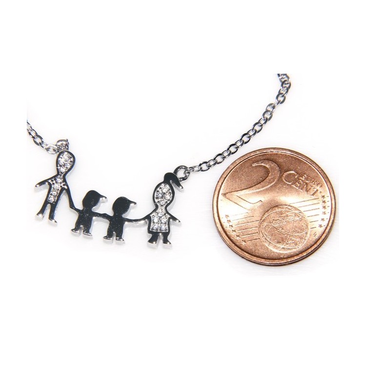 NLB|925: Collier Necklace with central pendant family with two male children