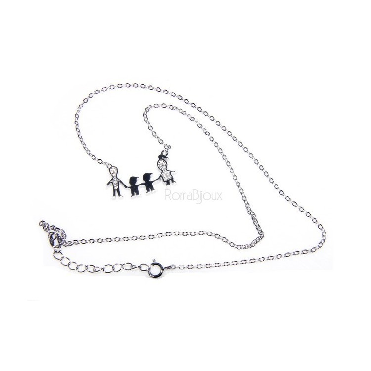 NLB|925: Collier Necklace with central pendant family with two male children