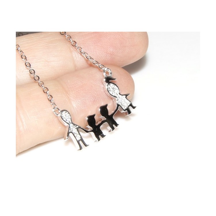 NLB|925: Collier Necklace with central pendant family with two male children