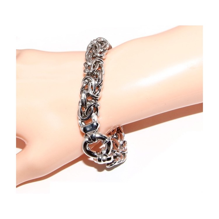 NLB|SILVER 925: impressive Byzantine chain bracelet woman 12mm made in italy