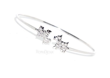 NLB|SILVER 925: Bracelet open natural zircons dog brilliant woman slave