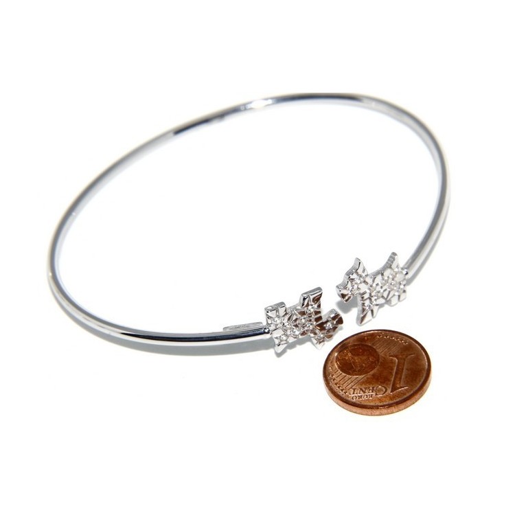 NLB|SILVER 925: Bracelet open natural zircons dog brilliant woman slave