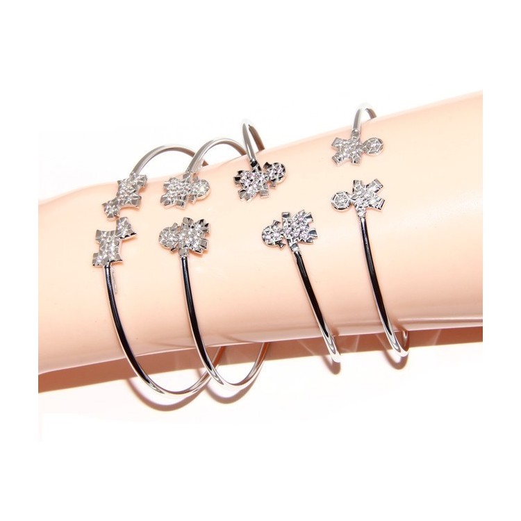 NLB|SILVER 925: Bracelet open natural zircons dog brilliant woman slave