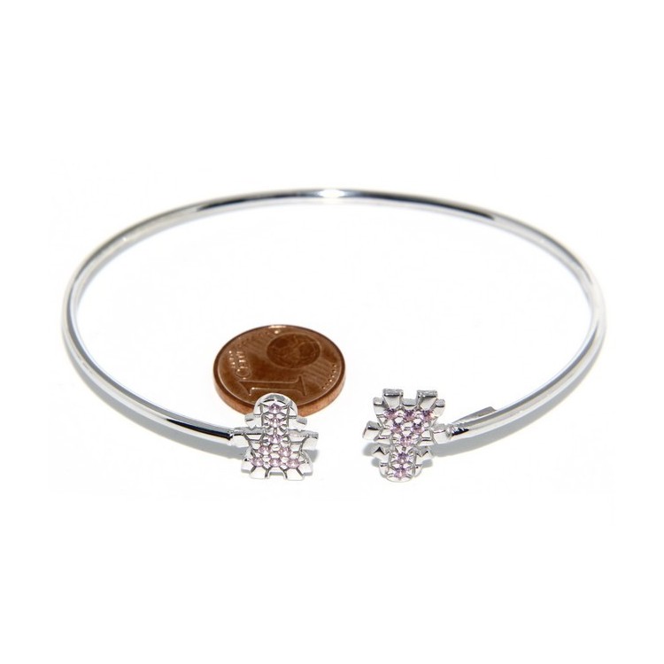 NLB|SILVER 925: Bracelet slave woman opened little natural zircons bright pink