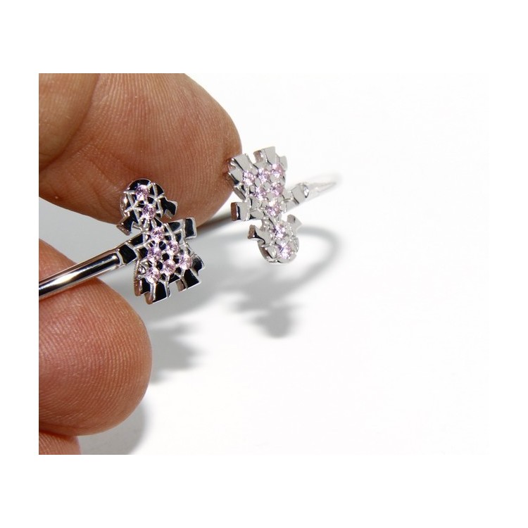 NLB|SILVER 925: Bracelet slave woman opened little natural zircons bright pink