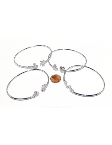 ARGENTO 925 : Bracciale donna schiava aperto bambina zirconi naturali rosa brillante