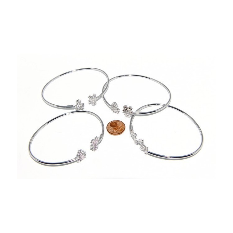 NLB|SILVER 925: Bracelet slave woman opened little natural zircons bright pink