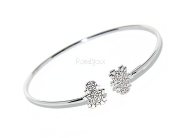 NLB|SILVER 925: woman bracelet slave girl opened bright white natural zircons