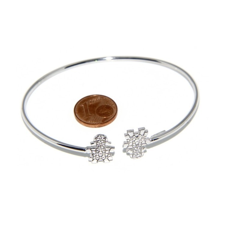 NLB|ARGENTO 925 : Bracciale donna schiava aperto bambina zirconi naturali bianchi brillanti
