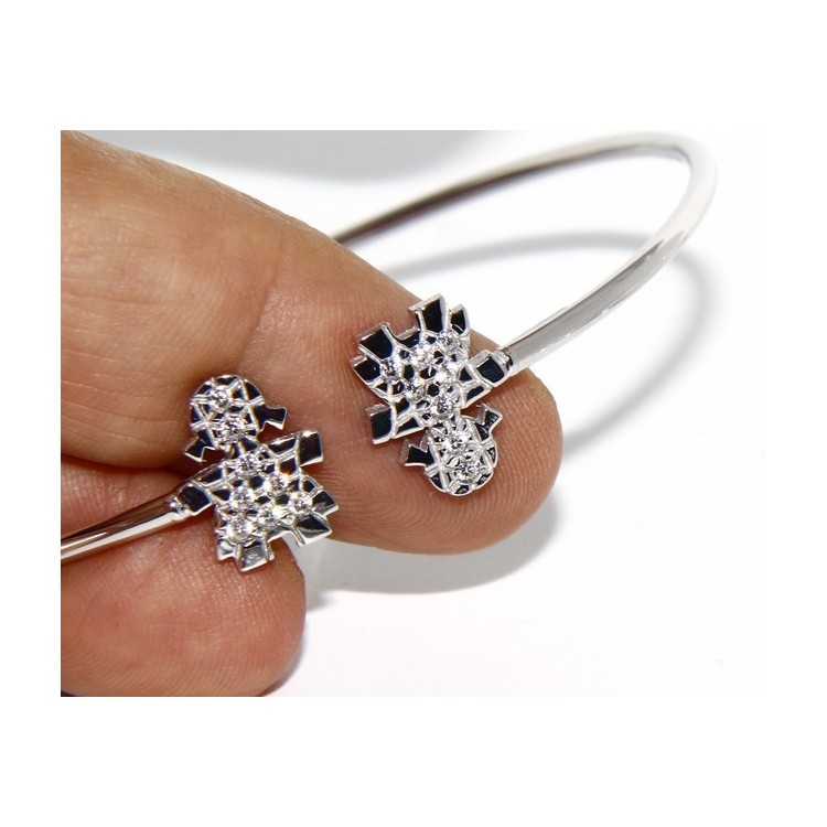 NLB|ARGENTO 925 : Bracciale donna schiava aperto bambina zirconi naturali bianchi brillanti