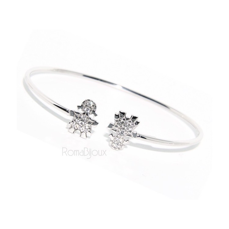 NLB|SILVER 925: woman bracelet slave girl opened bright white natural zircons