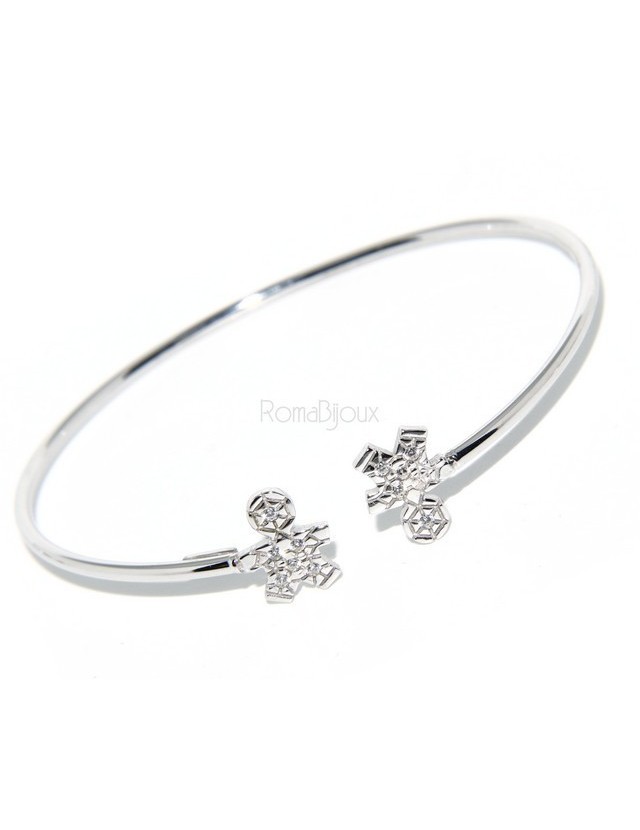 ARGENTO 925 : Bracciale donna schiava aperto bambino zirconi naturali bianchi brillanti ARGENTO 925 : Bracciale donna schiava aperto bambino zirconi naturali bianchi brillanti