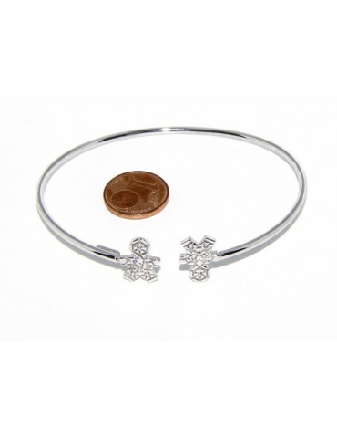 ARGENTO 925 : Bracciale donna schiava aperto bambino zirconi naturali bianchi brillanti