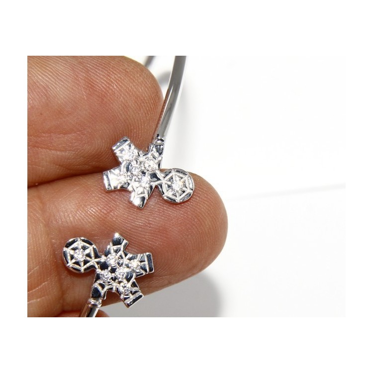 NLB|SILVER 925: woman bracelet open child slave bright white natural zircons