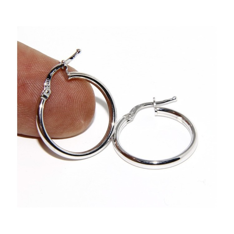 NLB|Argento 925 : orecchini donna anelle cerchi boccole lisce classiche 19 mm 3 colori