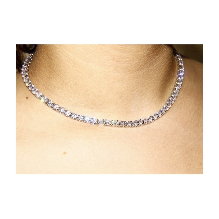 NLB|925: Collier Ladies necklace model Tennis with white cubic zirconia jaws 5 mm brilliant cut