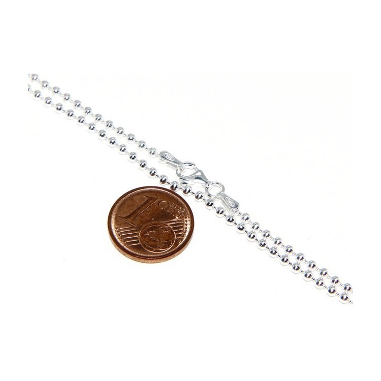 NLB|ARGENTO 925 : Girocollo collana pallini palline balls 2,0 mm varie lunghezze modello chiaro sbiancato
