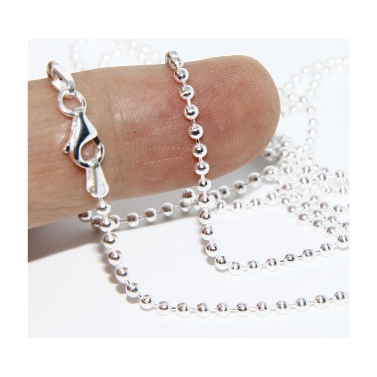 NLB|ARGENTO 925 : Girocollo collana pallini palline balls 2,0 mm varie lunghezze modello chiaro sbiancato