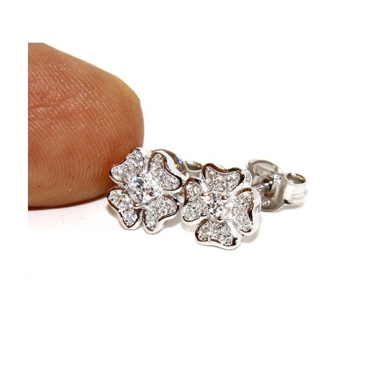 NLB|925: Women's earrings clover pave 'of white cubic zirconia microsetting