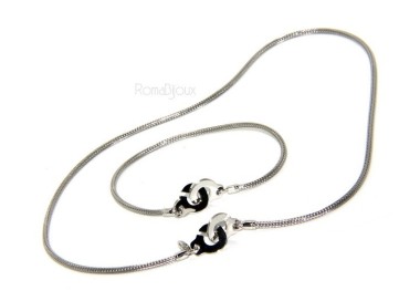 NLB|925: bracelet or necklace woman man fox tail wire with love handcuffs