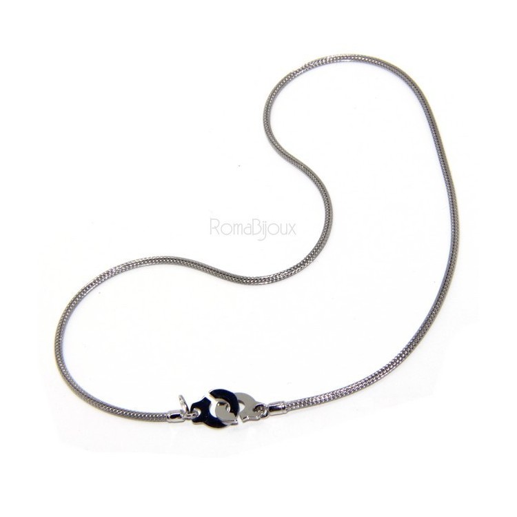 NLB|Argento 925 : bracciale o collana donna uomo fox tail cavetto con manette dell'amore