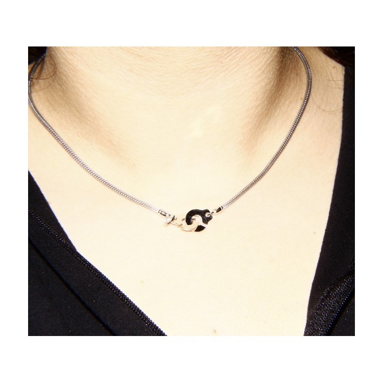 NLB|925: bracelet or necklace woman man fox tail wire with love handcuffs