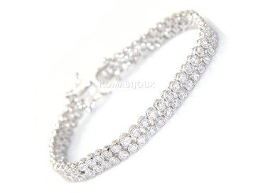 NLB|Argento 925 : Bracciale Tennis Con Zirconi bianchi cipollino 2,5 mm doppia corona 18 cm