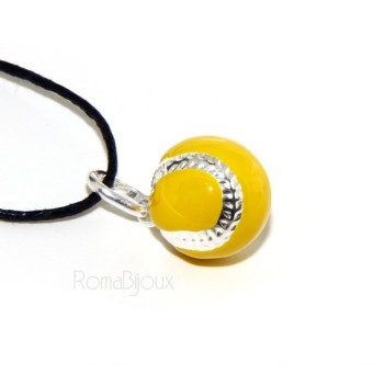 NLB|Argento 925 : Ciondolo uomo donna palla pallina da tennis gialla Made in Italy