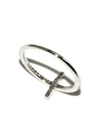 925 Rhodium-plated: Ring woman with microsetting cross zircons