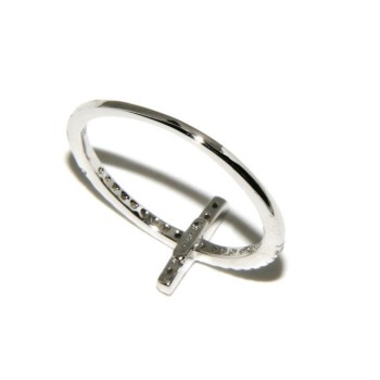 NLB|Argento 925 Rodiato : anello donna con croce microsetting zirconi
