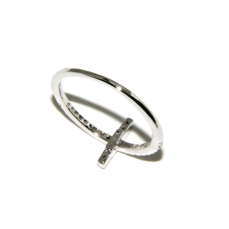 NLB|Argento 925 Rodiato : anello donna con croce microsetting zirconi