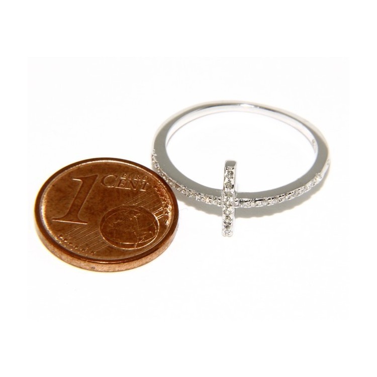 NLB|925 Rhodium-plated: Ring woman with microsetting cross zircons