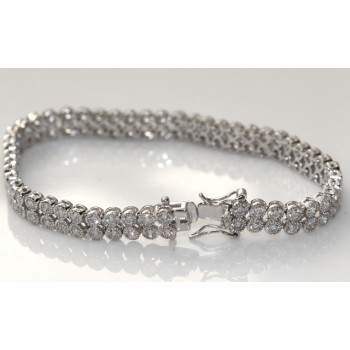 NLB|Argento 925 : Bracciale Tennis Con Zirconi bianchi cipollino 2,5 mm doppia corona 18 cm