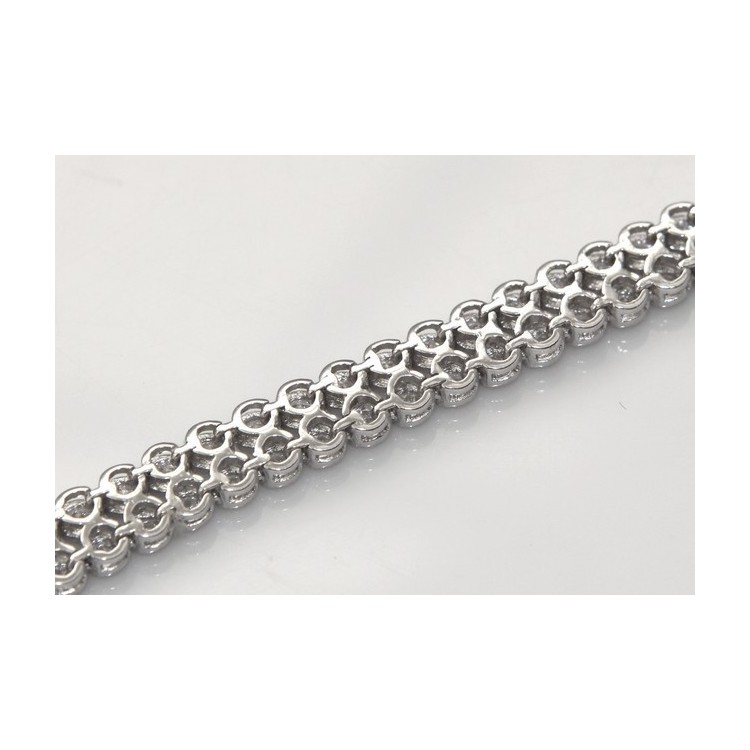 NLB|Argento 925 : Bracciale Tennis Con Zirconi bianchi cipollino 2,5 mm doppia corona 18 cm