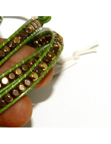 Argento 925 : Bracciale Uomo Donna HIP HOP semipreziosi cristallo di rocca cuoio piu' giri