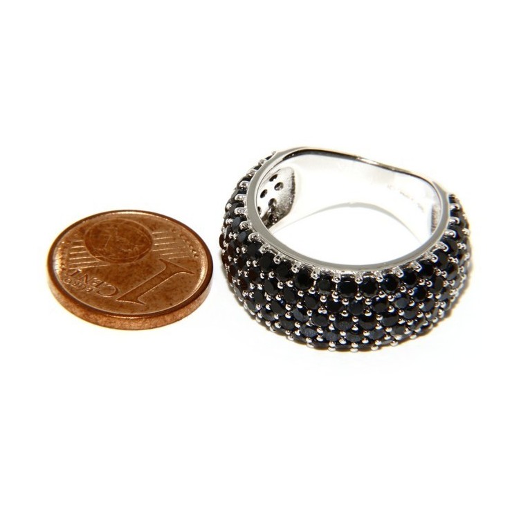 NLB|925 Rhodium: end women ring apron Riviera with 5 blacks zircons file