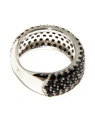 925 Rhodium: end women ring apron Riviera with 5 blacks zircons file