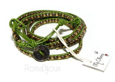 NLB|Argento 925 : Bracciale Uomo Donna HIP HOP semipreziosi cristallo di rocca cuoio piu' giri