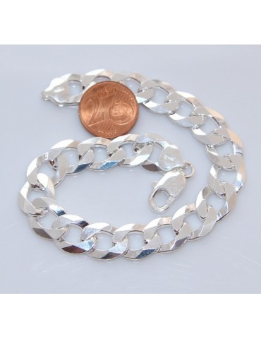 ARGENTO 925 : Bracciale o COLLANA uomo catena da 11 mm grumetta diamantata sbiancata 