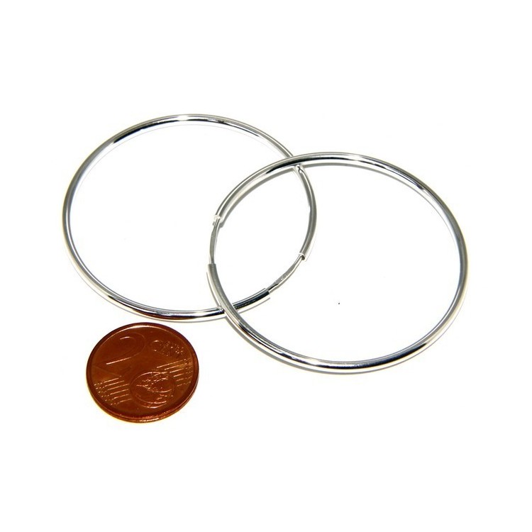 NLB|light silver 925: Women's earrings anelle circles classic smooth bushings 46 mm