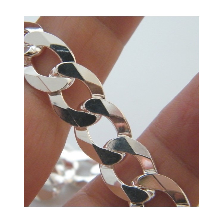 NLB|ARGENTO 925 : Bracciale o COLLANA uomo catena da 11 mm grumetta diamantata sbiancata 