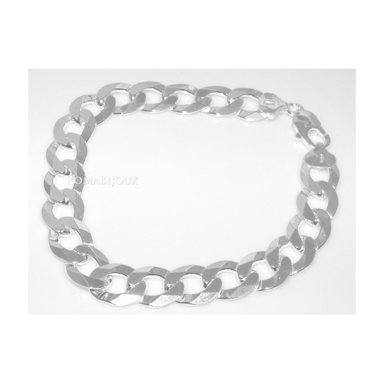 NLB|ARGENTO 925 : Bracciale o COLLANA uomo catena da 11 mm grumetta diamantata sbiancata 